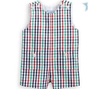 Baby Boy Bella Bliss Plaid Jon Jon John John Summer Romper Blue Green Red Cotton